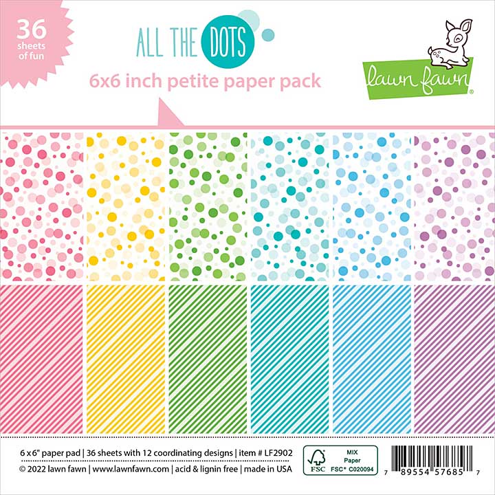 SO: Lawn Fawn Single-Sided Petite Paper Pack 6X6 36Pkg - All The Dots, 12 Designs