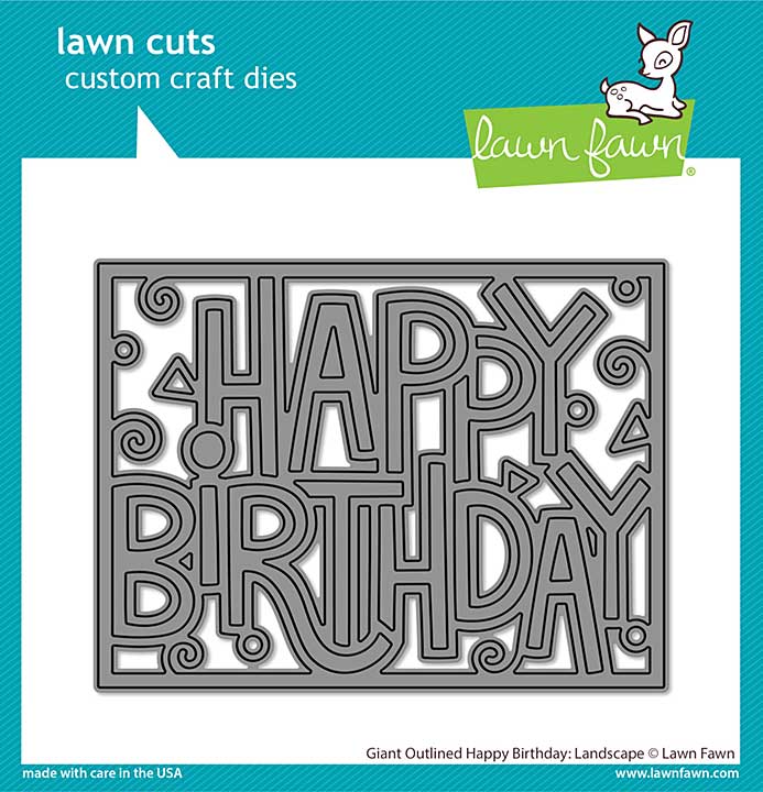 Lawn Cuts Custom Craft Die - Giant Outlined Happy Birthday Landscape