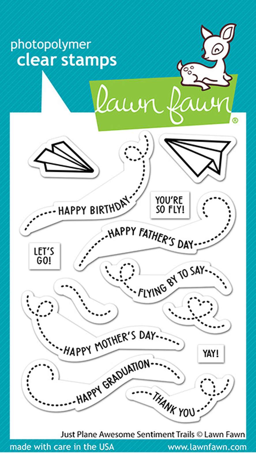 SO: Lawn Fawn Just Plane Awesome Sentiment Trails Clear Stamps (LF3132)
