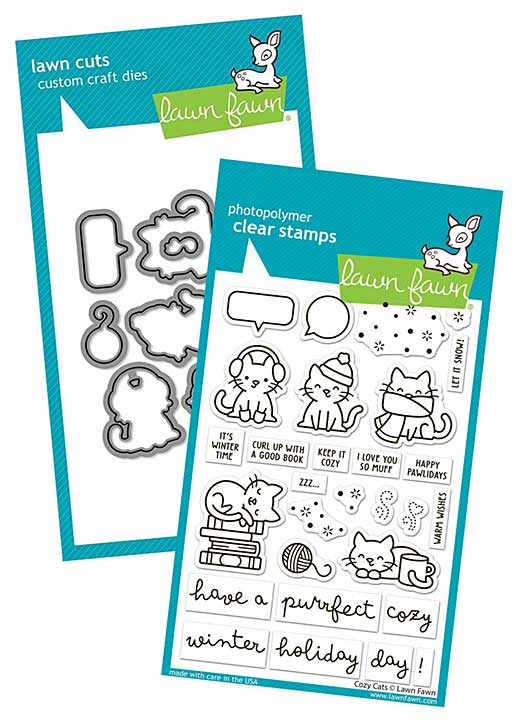 Lawn Fawn Cozy Cats Clear Stamps + Die Set