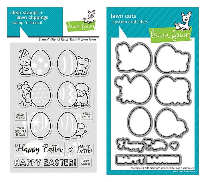 Lawn Fawn SET - Easter Eggs - (Clear Stamps + Stencil + Dies)
