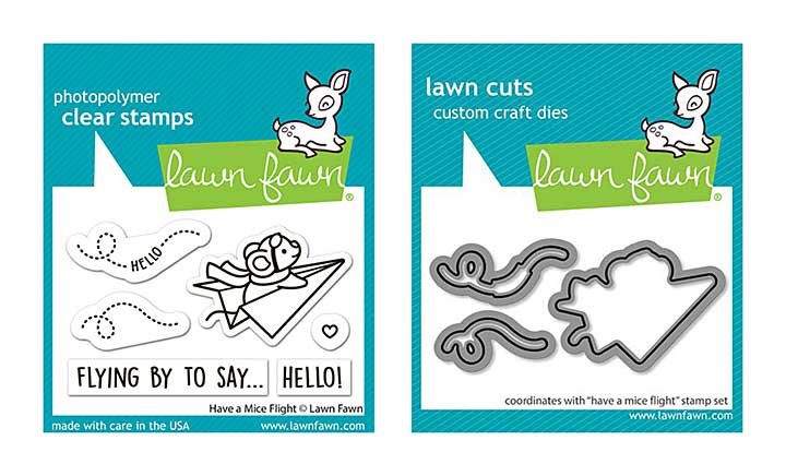 Lawn Fawn SET - Have A Mice Flight (Clear Stamps + Dies)