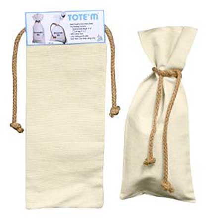 SO: Canvas Wine Bottle Bag with Jute Ties Natural (6x14)