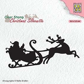 Nellie Snellen Clear Stamp Christmas Silhouette - Santa Claus with Reindeer Sleight