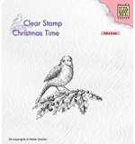 SO: Nellie Snellen Clear Stamp Christmas Time - Bird on Hollybranch