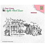 Nellie Snellen Clear Stamps Idyllic Floral Scenes - Old door with bike
