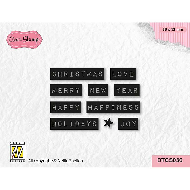 Nellie Snellen Clear Stamp Tekst Christmas Love Typed