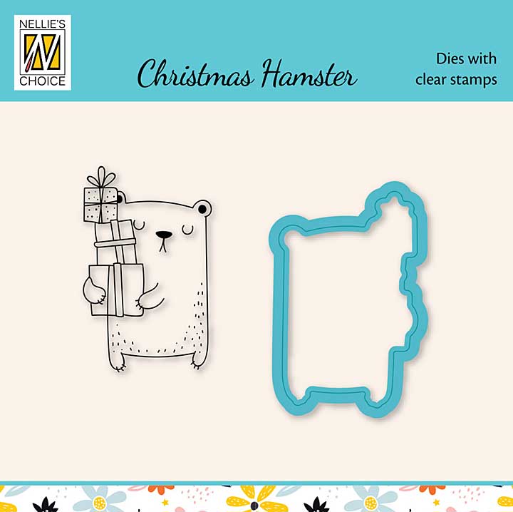 Nellie Snellen Christmas Harmster Present Dies w Clear Stamps