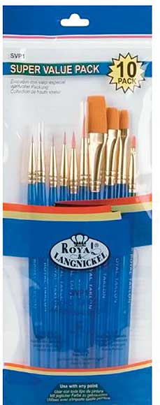 Gold Taklon Super Value Pack Brush Set - 10pk