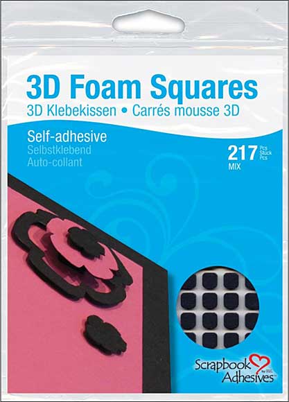 SO: 3D Foam Sqaures, Black MIX (217pk) from Scrapbook Adhesives - Black (63) .5x.5, (154) .25x.25