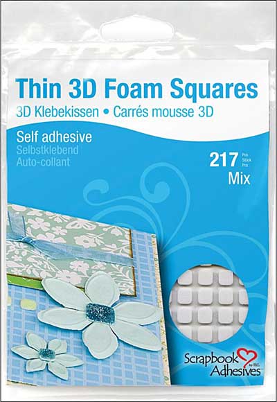 SO: Thin 3D Foam Squares, White MIX (217pk)  from Scrapbook Adhesives - White (63) .43x.47 and (154) .25x.25