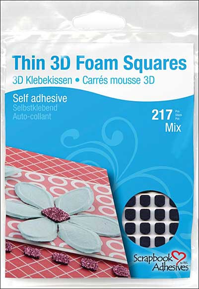 SO: Thin 3D Foam Squares, Black MIX (217pk)  from Scrapbook Adhesives - Black (63) .43x.47 and (154) .25x.25