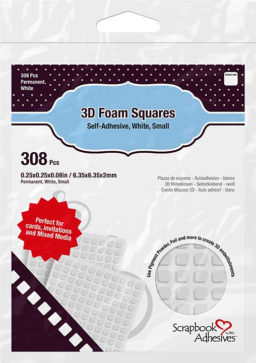 Scrapbook Adhesives 3D Self-Adhesive Foam Squares 308pk - White, .25X.25