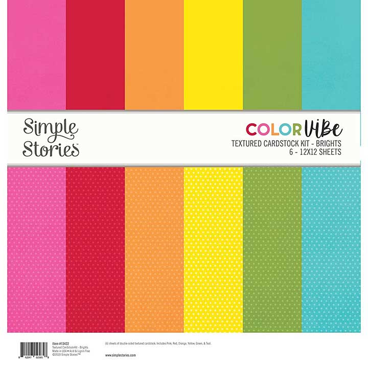 Simple Stories Color Vibe Textured Cardstock 12x12 Inch Brights (13422)