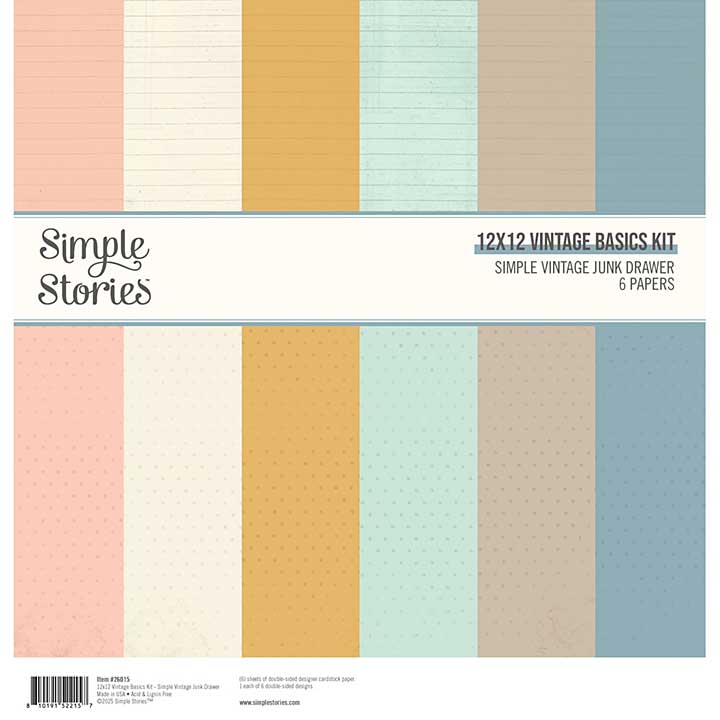 Simple Stories Simple Vintage Junk Drawer 12x12 Inch Vintage Basics Kit
