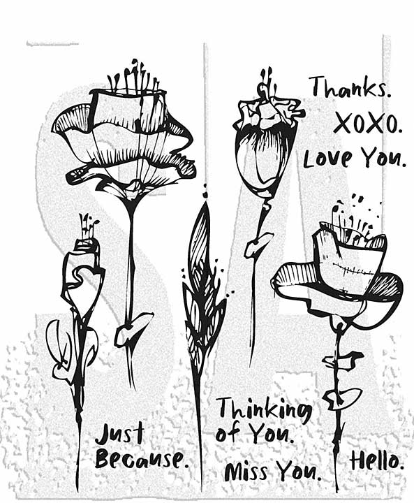 Stampers Anonymous Abstract Florals Tim Holtz Cling Stamps (CMS479)