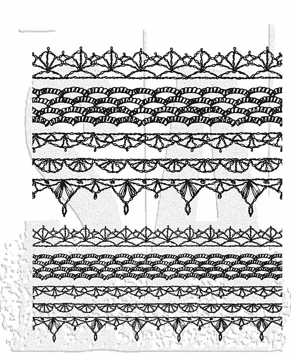 SO: Stampers Anonymous Crochet Trims Tim Holtz Cling Stamps (CMS480)