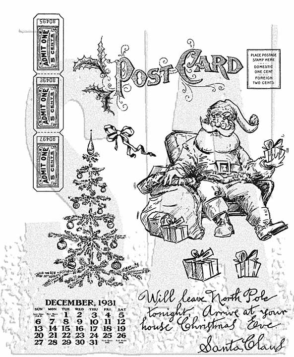 Stampers Anonymous Santa Visit Tim Holtz Cling Stamps (CMS500)