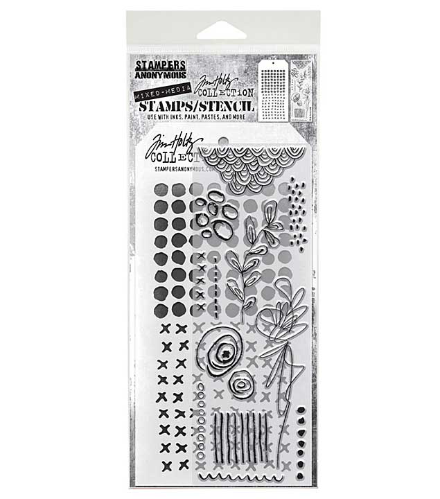 Stampers Anonymous Mixed Media #14 Tim Holtz Stamps + Stencil