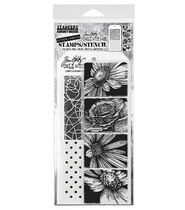 Stampers Anonymous Bold Botanicals Tim Holtz Stamps + Stencil