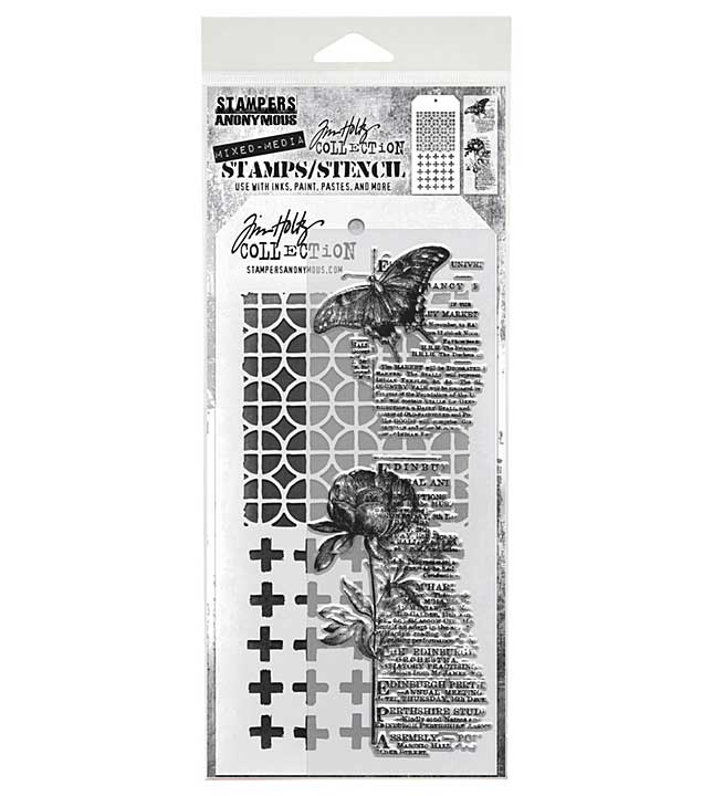 Stampers Anonymous Mixed Media #60 Tim Holtz Stamps + Stencil