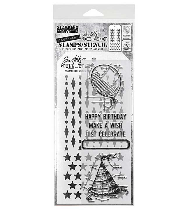 Stampers Anonymous Mixed Media #43 Tim Holtz Stamps + Stencil