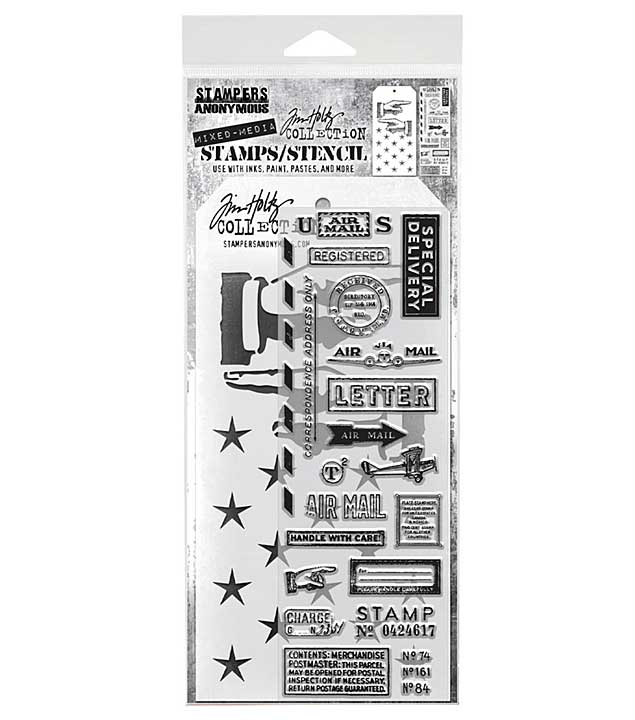 Stampers Anonymous Mixed Media #41 Tim Holtz Stamps + Stencil
