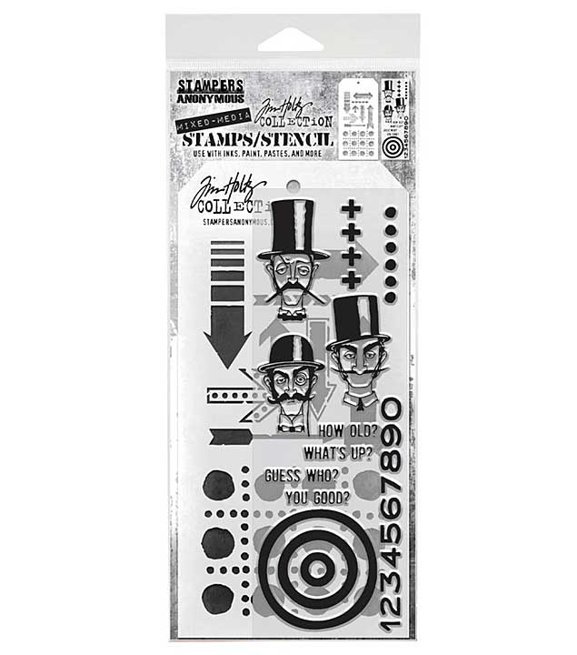 Stampers Anonymous Mixed Media #39 Tim Holtz Stamps + Stencil