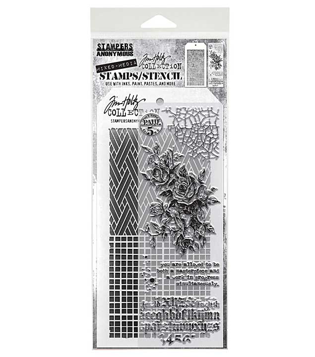 Stampers Anonymous Mixed Media #19 Tim Holtz Stamps + Stencil