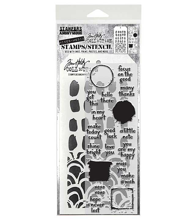 Stampers Anonymous Note Quotes #84 Tim Holtz Stamps + Stencil