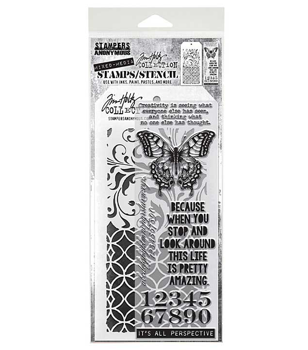 Stampers Anonymous Mixed Media #15 Tim Holtz Stamps + Stencil