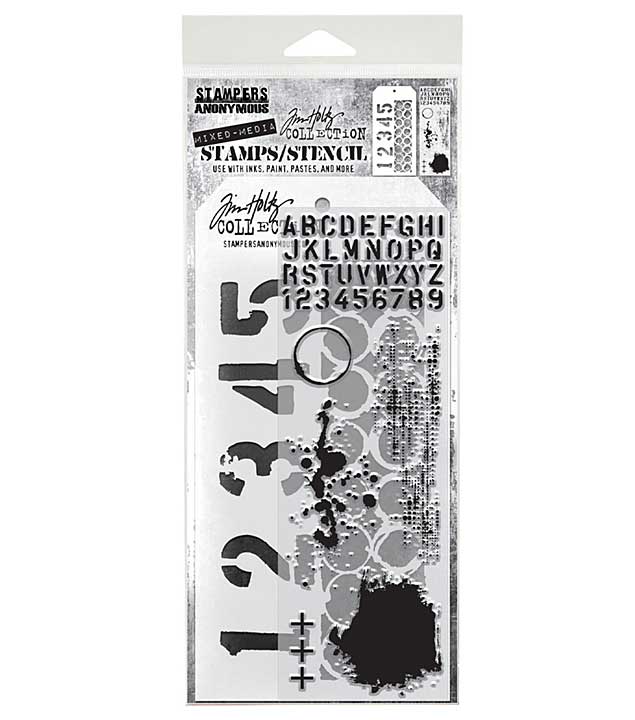 Stampers Anonymous Mixed Media #22 Tim Holtz Stamps + Stencil