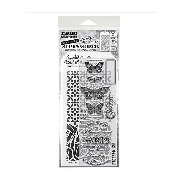 Stampers Anonymous Mixed Media #44 Tim Holtz Stamps + Stencil