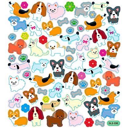 SO: Sticker King Multicolored Stickers - Dogs With Flowers