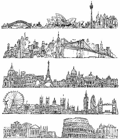 SO: Tim Holtz Cling Rubber Stamp Set 7x8.5 - Cityscapes