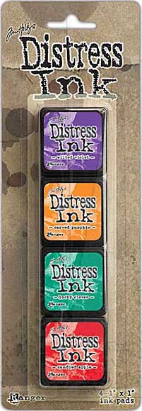 Distress Mini Pad Ink Kit 15 (Wilted Violet, Carved Pumpkin, Lucky Clover, Candied Apple)