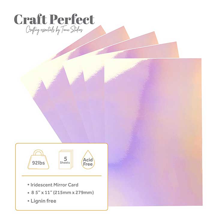 Craft Perfect Gloss Iridescent Mirror Cardstock 8.5x11 - Prismatic Pink