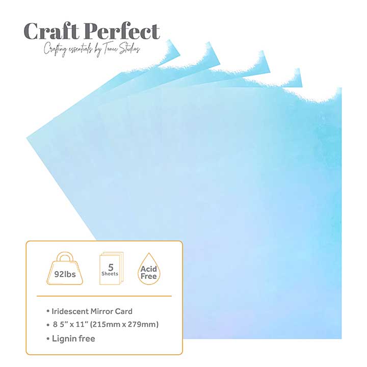 Craft Perfect Gloss Iridescent Mirror Cardstock 8.5x11 - Bejeweled Blue