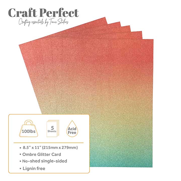 Craft Perfect Ombre Glitter Cardstock 8.5x11 - Mermaid Shimmer