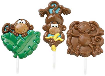 Lollipop Mold - Monkey 3 Cavity (3 Designs)
