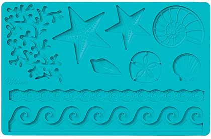 Fondant and Gum Paste Silicone Mold 5.7x10.6 - Sea Life