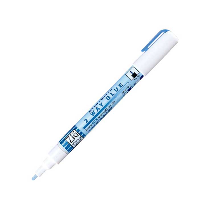 Zig Memory System 1mm Fine Tip, 2 Way Glue Pen (Blue Wet, Clear Dry)