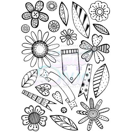 SO: Sweet Dixie Retro Flowers A6 Clear Stamp