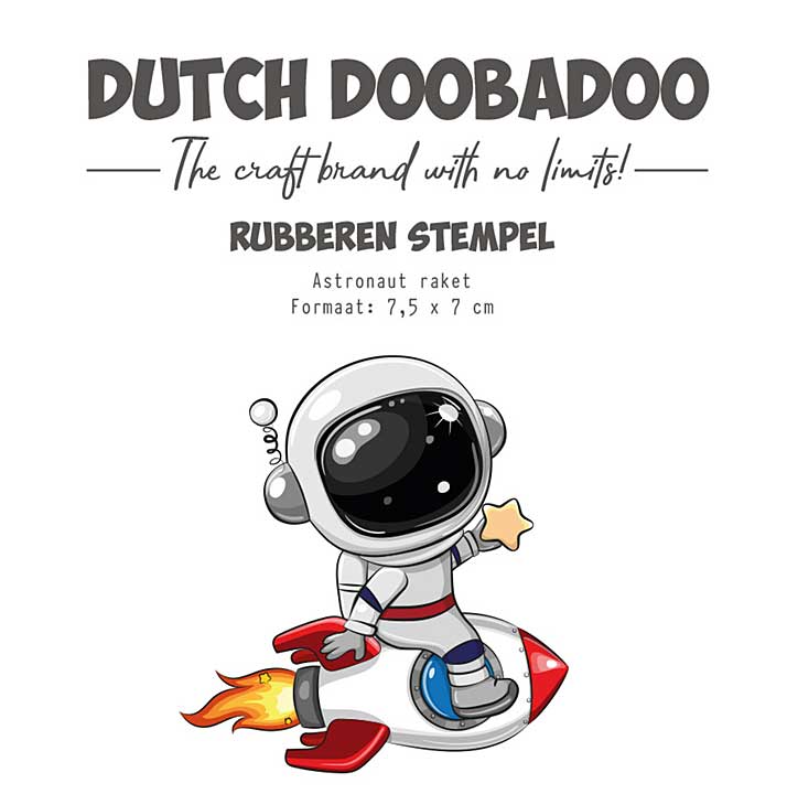 Dutch Doobadoo Outer Space Rubber Stamp A7 Astronaut Raket