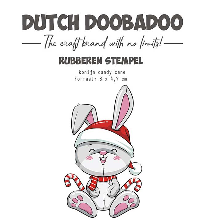 Dutch Doobadoo Rubber Stamp Konijn Candy Cane