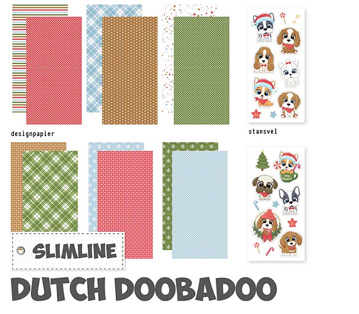 Dutch Doobadoo Crafty Paper Slimline Xmas Dogs