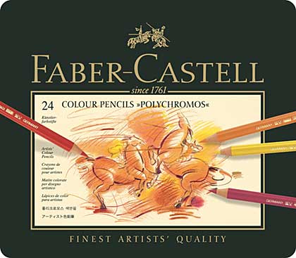 SO: Faber Castell - 24 Polychromos Colour Pencil Crayons in Metal Box