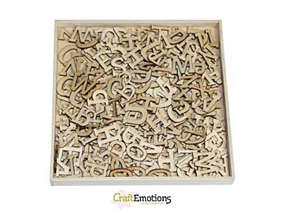 CraftEmotions Wooden Alphabet Uppercase Large (250 pcs - in wooden ornament  box 168 x 168mm)