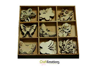 SO: CraftEmotions Wooden Ornament Box - Botanical Butterflies