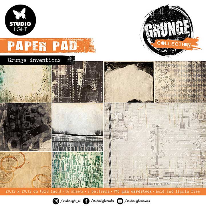 SO: Studio Light Grunge Inventions 8x8 Inch Grunge Paper Pads (SL-GR-PP110)